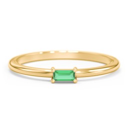 East-West Stackable Baguette Ring in 10K Solid Yellow Gold with Emerald