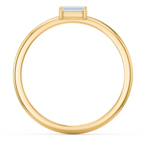 East-West Stackable Baguette Ring – 10K Yellow Gold with Aquamarine