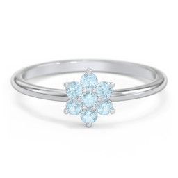 Flower Stackable Ring with Gemstones