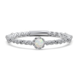 Twisted Band Stackable Ring with Gemstone in 925 Sterling Silver