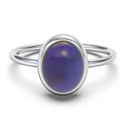 Oval Cab Gemstone Ring in 925 Sterling Silver with Iolite