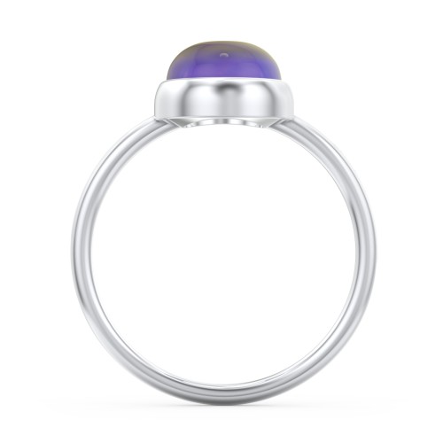 Oval Cab Gemstone Ring – Sterling Silver with Iolite
