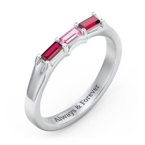 3 Stone Horizontal Baguette Ring