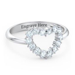 Couples Birthstone Heart Ring in 925 Sterling Silver with Aquamarine