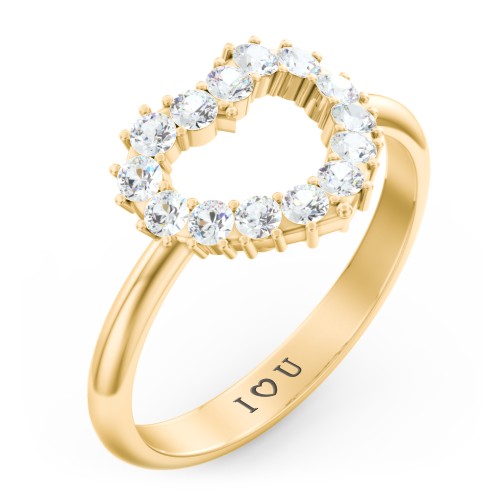 Couples Birthstone Heart Ring – 10K Yellow Gold with Cubic Zirconia