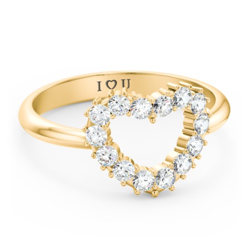 Couples Birthstone Heart Ring – 10K Yellow Gold with Cubic Zirconia