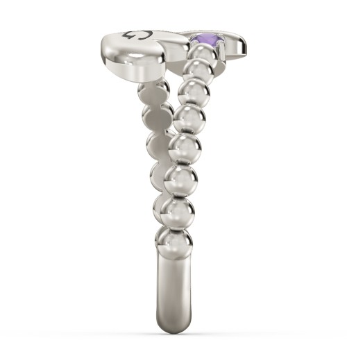 Engravable Double Heart Ring with Birthstones