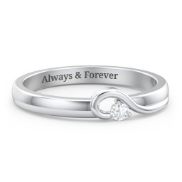 Half Heart Ring with Birthstone in 925 Sterling Silver
