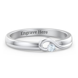 Half Heart Ring with Birthstone in 925 Sterling Silver with Aquamarine