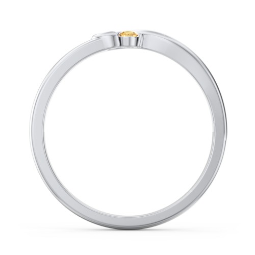 Half Heart Ring with Birthstone – Sterling Silver with Citrine