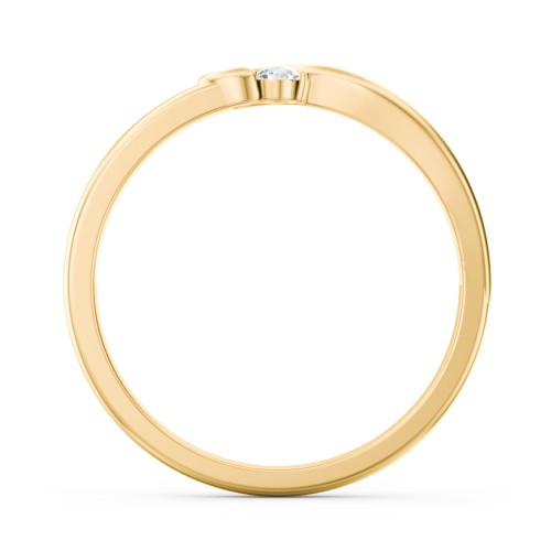 Half Heart Ring with Birthstone – 10K Yellow Gold with Cubic Zirconia