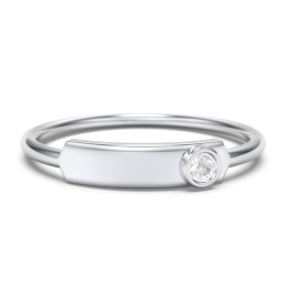 Engravable Bar Ring with Birthstone