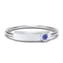 Engravable Bar Ring with Birthstone