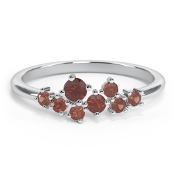8-Stone Cluster Ring in 925 Sterling Silver with Garnet