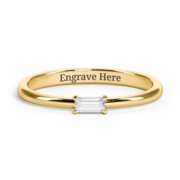 Engravable Baguette Ring with East-West Setting
