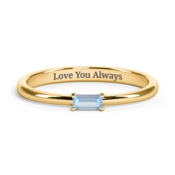 Engravable Baguette Ring with East-West Setting in 18K Gold Plated Silver