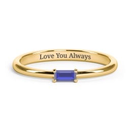 Engravable Baguette Ring with East-West Setting in 18K Gold Plated Silver