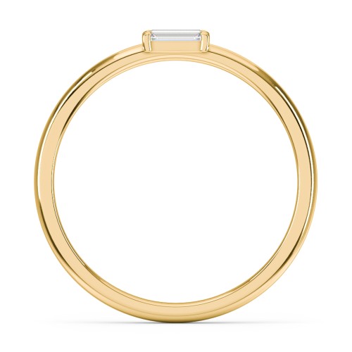 Engravable Baguette Ring with East-West Setting – 10K Yellow Gold with White Sapphire
