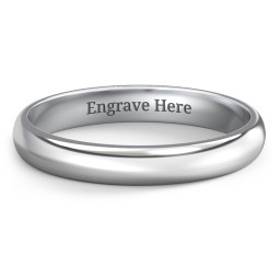 Classic Half Round Wedding Band - 3mm Width in 10K Solid White Gold