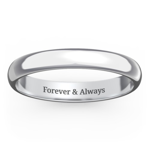 Classic Half Round Wedding Band - 3mm Width – 10K White Gold