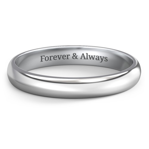 Classic Half Round Wedding Band - 3mm Width – 10K White Gold