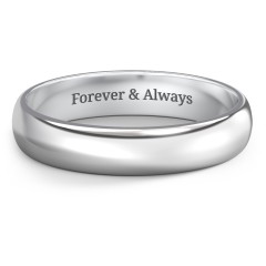 Classic Half Round Wedding Band - 4mm Width – 10K White Gold