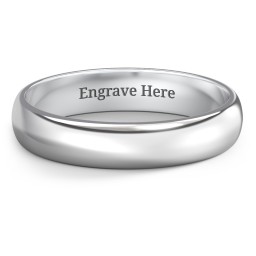 Classic Half Round Wedding Band - 4mm Width in 10K Solid White Gold