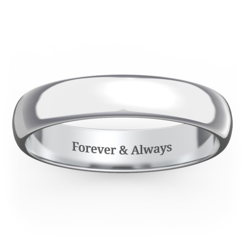 Classic Half Round Wedding Band - 4mm Width – 10K White Gold