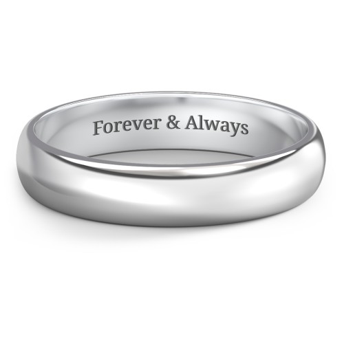 Classic Half Round Wedding Band - 4mm Width – 10K White Gold