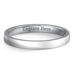 Classic Flat Wedding Band - 2.5mm Width in 10K Solid White Gold