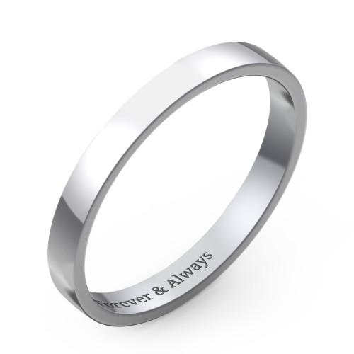 Classic Flat Wedding Band - 2.5mm Width – 10K White Gold