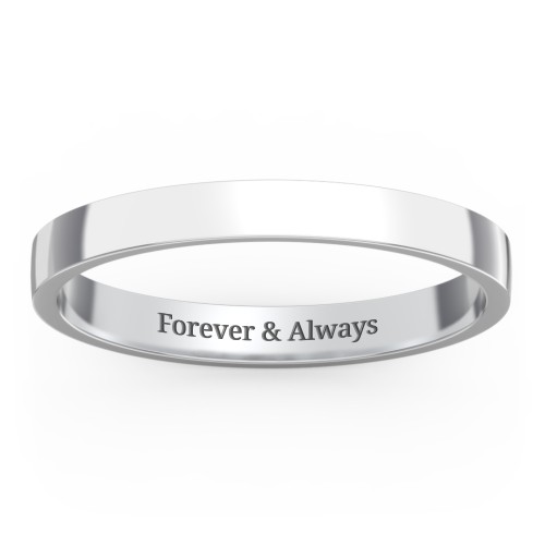Classic Flat Wedding Band - 2.5mm Width – 10K White Gold
