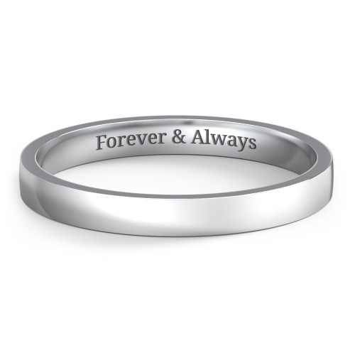 Classic Flat Wedding Band - 2.5mm Width – 10K White Gold