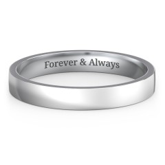 Classic Flat Wedding Band - 3mm Width – 10K White Gold