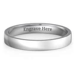 Classic Flat Wedding Band - 3mm Width in 10K Solid White Gold