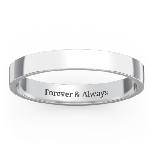Classic Flat Wedding Band - 3mm Width – 10K White Gold