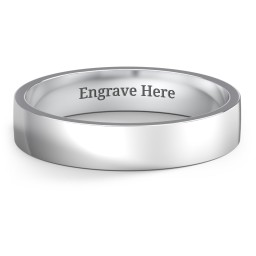 Classic Flat Wedding Band - 4mm Width in 10K Solid White Gold