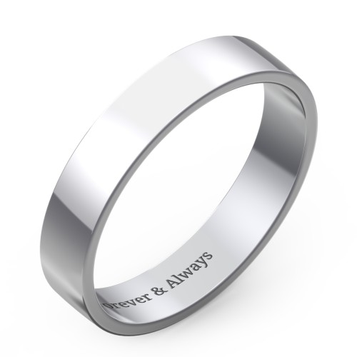 Classic Flat Wedding Band - 4mm Width – 10K White Gold