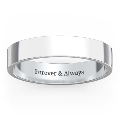 Classic Flat Wedding Band - 4mm Width – 10K White Gold