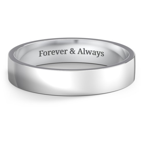Classic Flat Wedding Band - 4mm Width – 10K White Gold