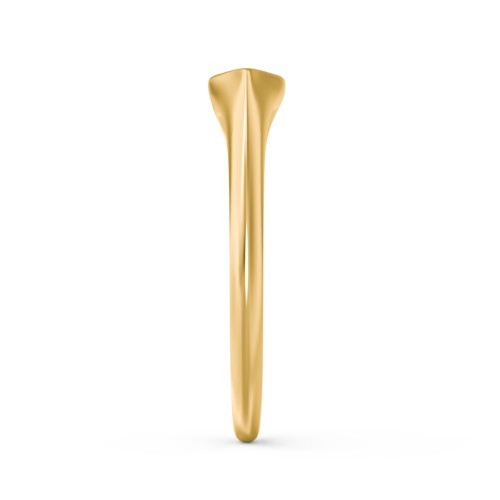 Women's Kite Signet Ring with Accents – 10K Yellow Gold with White Premium Zirconia