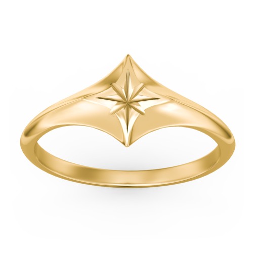 Women's North Star Signet Ring – 18K Gold Plated Silver