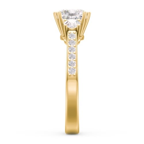 3 Stone Cushion Cut Duchess Ring with Accents