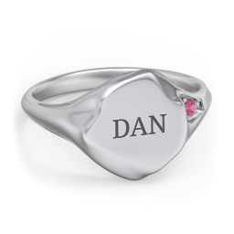 Women's Abstract Signet Ring with Accent Stone