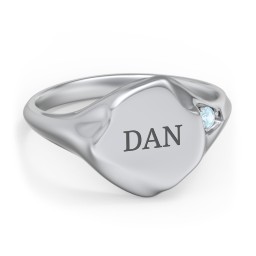 Women's Abstract Signet Ring with Accent Stone