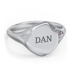 Women's Abstract Signet Ring with Accent Stone