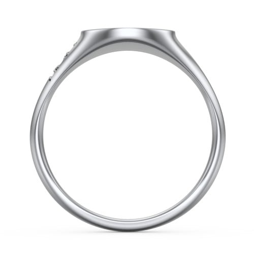 Engravable Crescent Moon and Stars Signet Ring with Accents