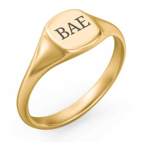Women's Engravable Initial Square Signet Ring – 10K Yellow Gold