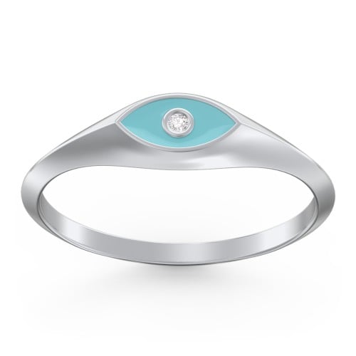 Women's Evil Eye Signet Ring with Accent Stone