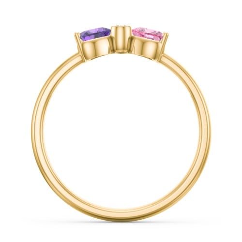 Birthstone Bow Ring with Bezeled Accent